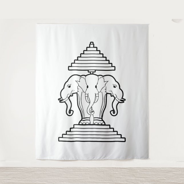 Erawan Three Headed Elephant Lao / Laos Flag Wandteppich (Vorderseite)
