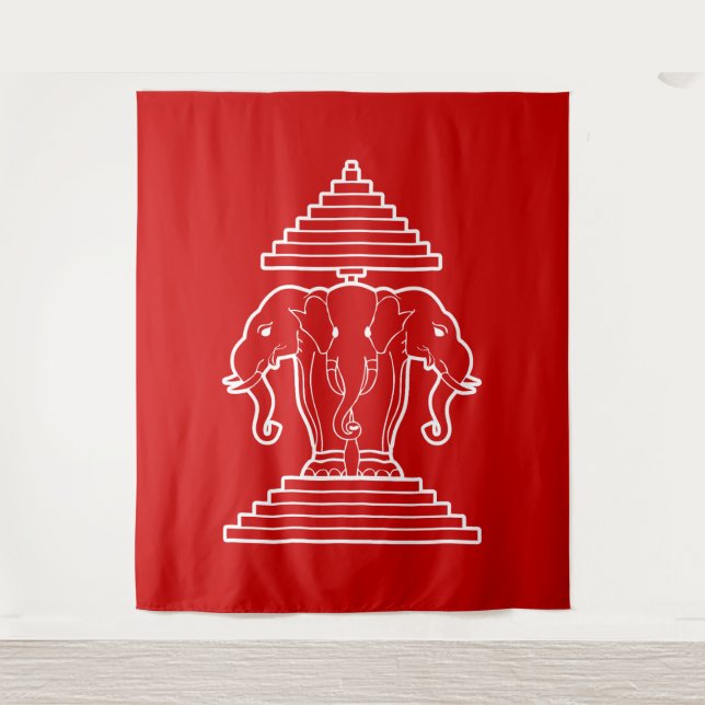 Erawan Three Headed Elephant Lao / Laos Flag Wandteppich (Vorderseite)