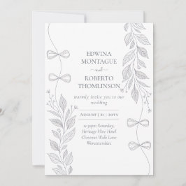 Erb Botanische Band Linienkunst Elegante Hochzeit Einladung