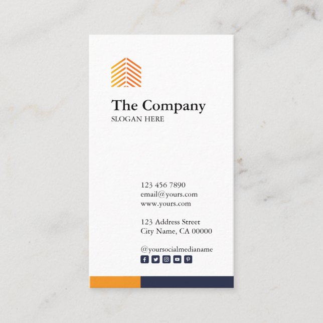 Erbauer-Architekt vertikales SozialbusinessCard Visitenkarte (Vorderseite)