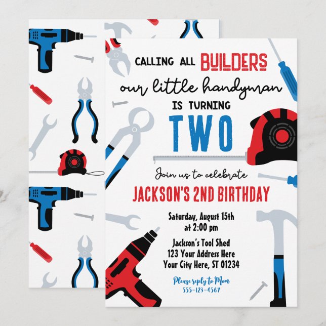 Erbauer Einladung zum Geburtstag, Handyman (Vorne/Hinten)