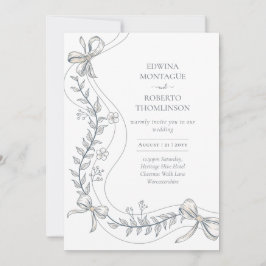 Erbblumenband Handgezeichnete Elegante Hochzeit Einladung