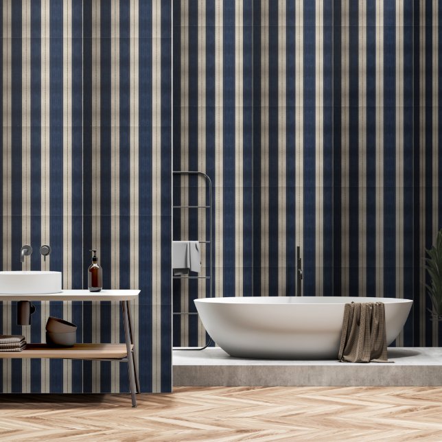 Erbe Luxe Nr. 3 (Indigo + Erde) Luxus Tapete (Badezimmer)