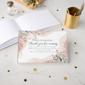 Erbe Rosé Pink Florale Hochzeit Garten Boho Gästebuch