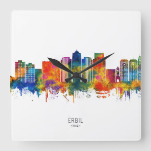 Erbil Irak Skyline Quadratische Wanduhr