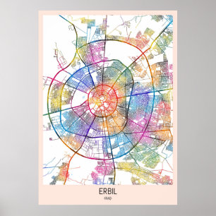 Erbil Iraq City Map Poster