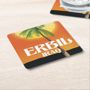 Erbil Iraq Travel Poster Rechteckiger Pappuntersetzer