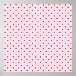 Erblassen Sie - rosa und braunes Herzmuster Poster