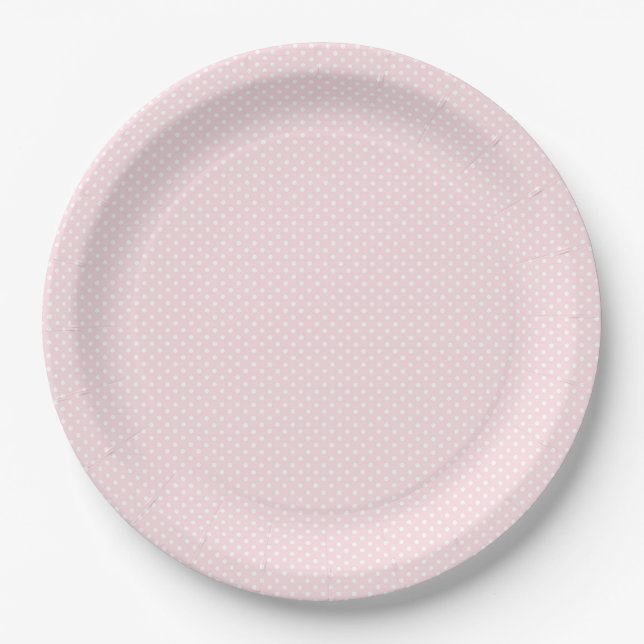 Erblassen Sie - rosa und weißen Minipunkt Pappteller (Vorderseite)