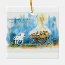 "Erblicken Sie das Lamm-" Weihnachtsverzierung Keramikornament