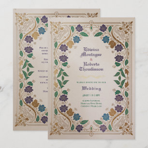 Erbmittelalterliches Juwel-Ton-Gold-Ornament-Hochz Einladung