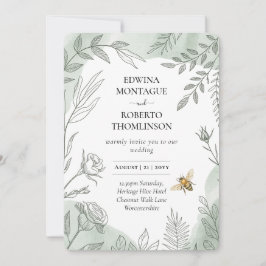 Erbschaft Salbei Botanische Biene Hochzeit Einladung