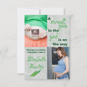 Erbse in der Schote 2 Fotos-3x5 Baby Shower Einlad Einladung