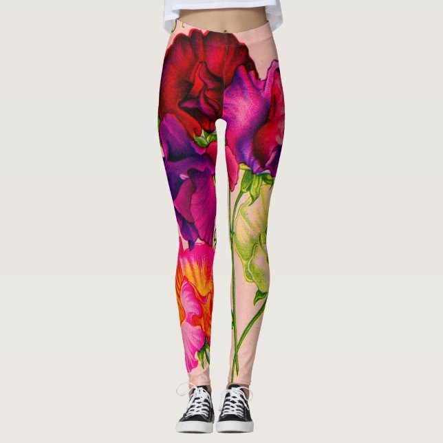 Erbse, lila und rosa leggings (Vorderseite)