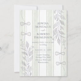 Erbseiden-Botanisches Band Line Bows Hochzeit Einladung