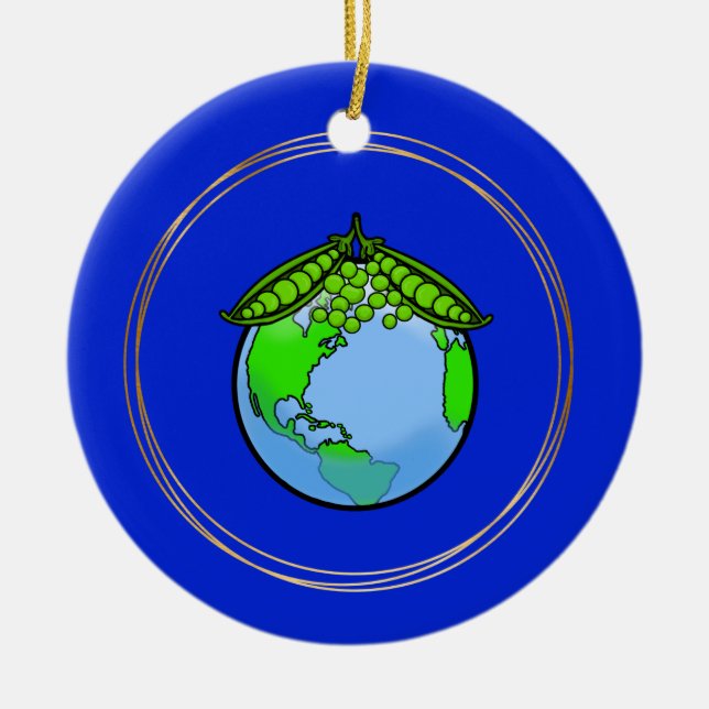Erbsen auf der Erde Vegan Vegetarische Weihnachtss Keramik Ornament (Vorne)