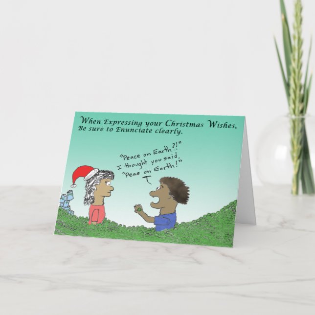 Erbsen auf Erde Feiertagskarte (Vorderseite)