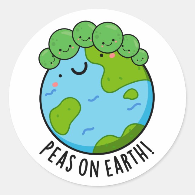 Erbsen auf Erden Funny Veggie Peace Pub Runder Aufkleber (Vorderseite)