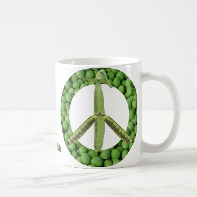 Erbsen auf ErdTasse Kaffeetasse (Rechts)