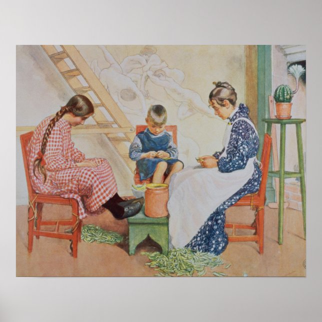 Erbsen, Gelassen in Mehr Licht von Carl Larsson Poster (Vorne)