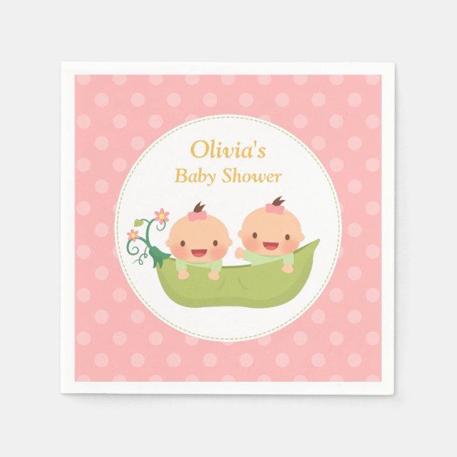 Erbsen in einer Pod Twin Girls Babydusche Serviette (Vorderseite)