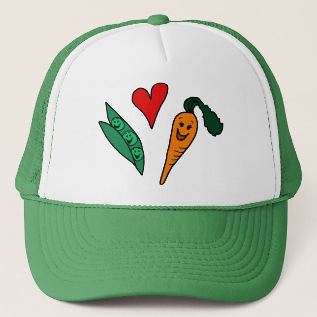 Erbsen-Liebe-Karotten, niedlicher grüner und Truckerkappe (Vorderseite)