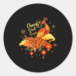Erbsen Mahjong Prost Vogel Bam Chinesisches Mah Jo Runder Aufkleber