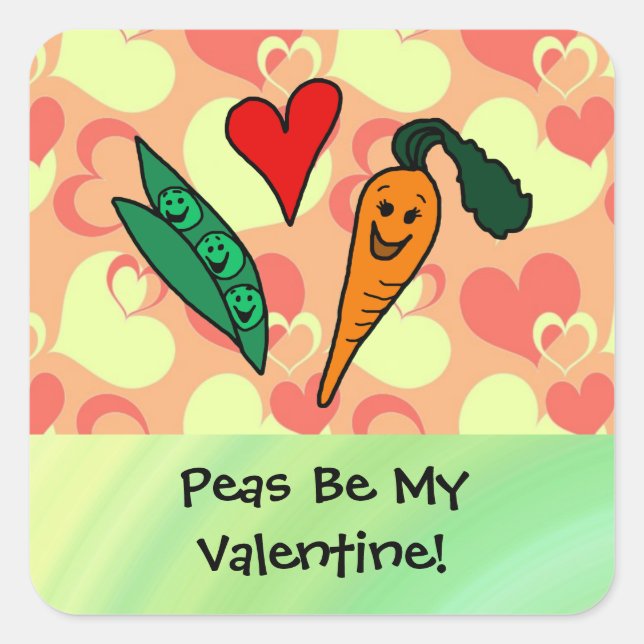 Erbsen sind meine Valentine Quadratischer Aufkleber (Vorderseite)