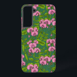 Erbsen und Hummeln, grün und rosa Samsung Galaxy Hülle<br><div class="desc">Häusermalte Muster mit Erbsen und Hummeln.</div>