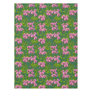 Erbsen und Hummeln, grün und rosa Tischdecke