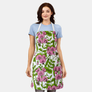 Erbsen und Hummeln, süß, rosa, grün und weiß Schürze