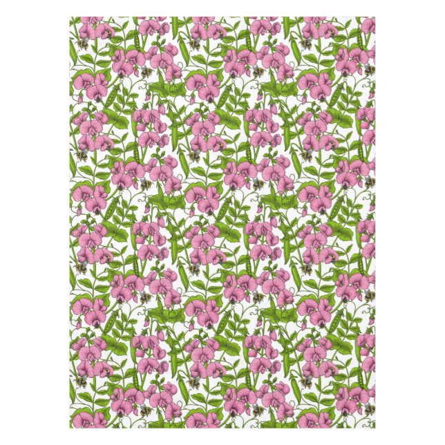 Erbsen und Hummeln, süß, rosa, grün und weiß Tischdecke (Vorderseite)