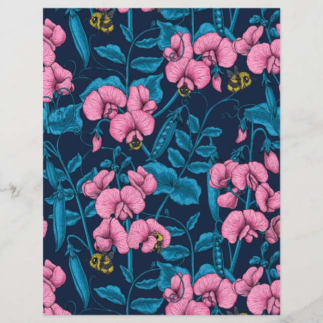 Erbsen und Hummeln, süß, rosa und blau (Vorderseite)