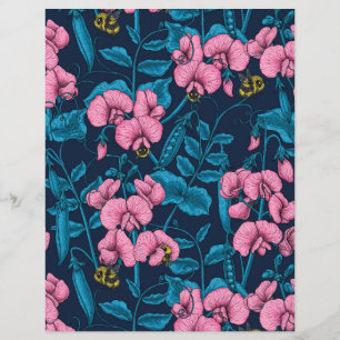 Erbsen und Hummeln, süß, rosa und blau