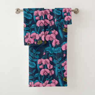 Erbsen und Hummeln, süß, rosa und blau Badhandtuch Set