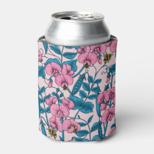 Erbsen und Hummeln, süß, rosa und blau Dosenkühler