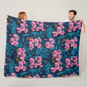 Erbsen und Hummeln, süß, rosa und blau Fleecedecke
