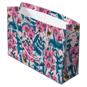 Erbsen und Hummeln, süß, rosa und blau Große Geschenktüte
