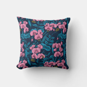 Erbsen und Hummeln, süß, rosa und blau Kissen
