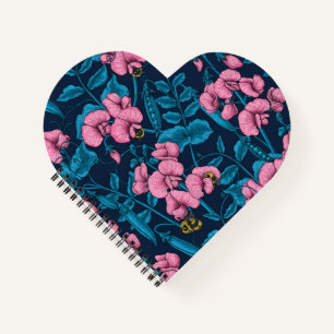Erbsen und Hummeln, süß, rosa und blau Notizbuch