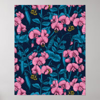 Erbsen und Hummeln, süß, rosa und blau