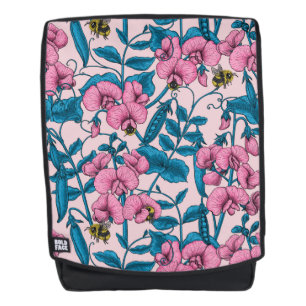 Erbsen und Hummeln, süß, rosa und blau Rucksack