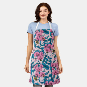 Erbsen und Hummeln, süß, rosa und blau Schürze