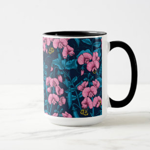 Erbsen und Hummeln, süß, rosa und blau Tasse