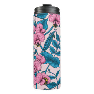 Erbsen und Hummeln, süß, rosa und blau Thermosbecher
