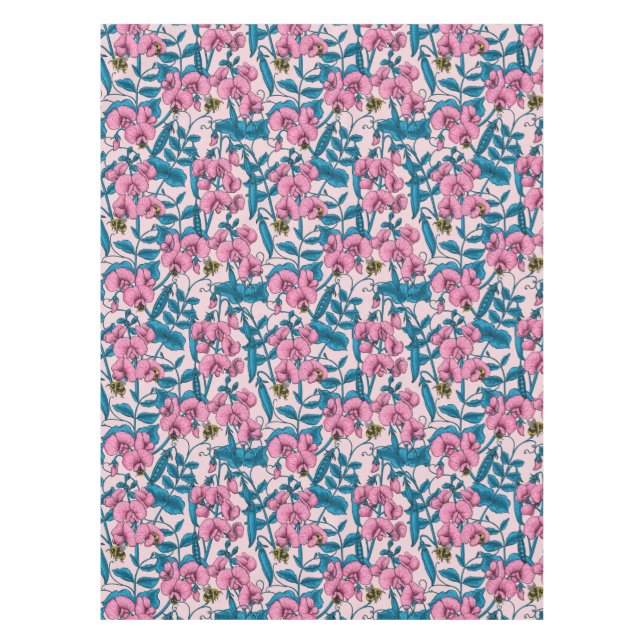 Erbsen und Hummeln, süß, rosa und blau Tischdecke (Vorderseite)