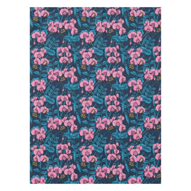 Erbsen und Hummeln, süß, rosa und blau Tischdecke (Vorderseite)