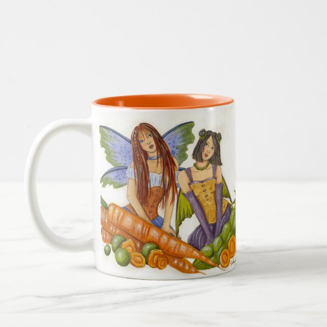 Erbsen und Karotten-Tasse Zweifarbige Tasse (Links)