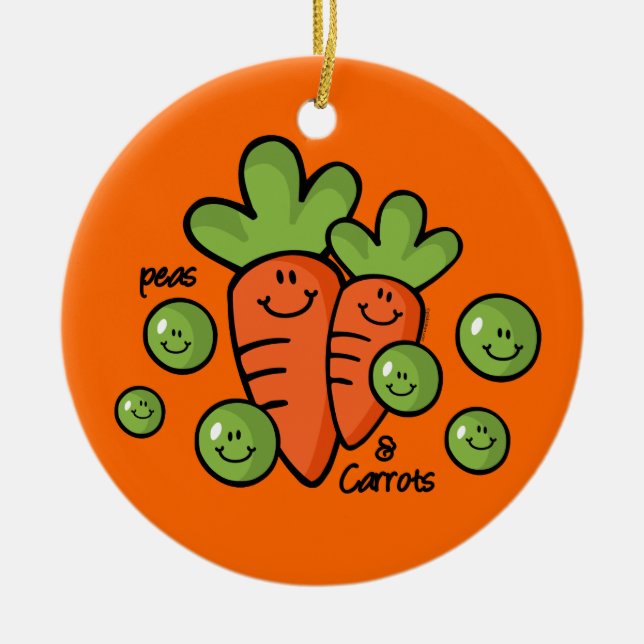 Erbsen und Karotten-Verzierung Keramik Ornament (Vorne)