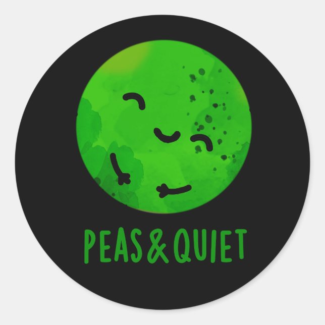 Erbsen und leise Funny Veggie Pea Pub Dark BG Runder Aufkleber (Vorderseite)